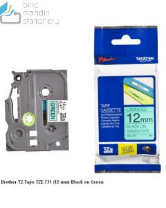 Macam macam stationery Brother TZE-731 Black on Green 12mm P-touch Tape dan gambarnya