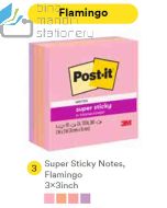 Contoh Alat Perlengkapan Kantor merk 3M Post-it , Gambar Produk 3M Post-it 654-4SSFLA Super Sticky Note Flamingo 76x76mm 360 Sheets harga 50700 di Toko Peralatan Sekolah Murah