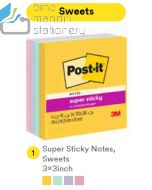 Contoh Alat Perlengkapan Kantor merk 3M Post-it , Gambar Produk 3M Post-it 654-4SSSWT Super Sticky Note Sweets 76x76mm 360 Sheets harga 50700 di Toko Peralatan Sekolah Murah